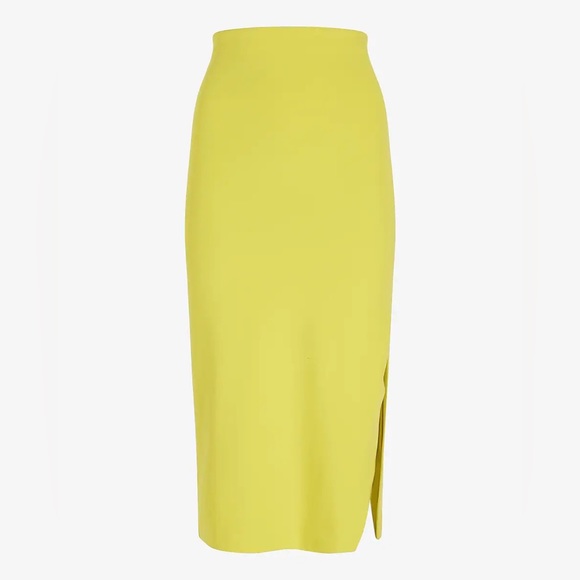 Express Lime Green High Waisted Body Contour Midi Skirt - Picture 4 of 7